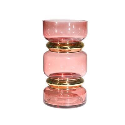 Pink Glass Table Vase Size 11.81 H x 6.3 W x 6.3 D