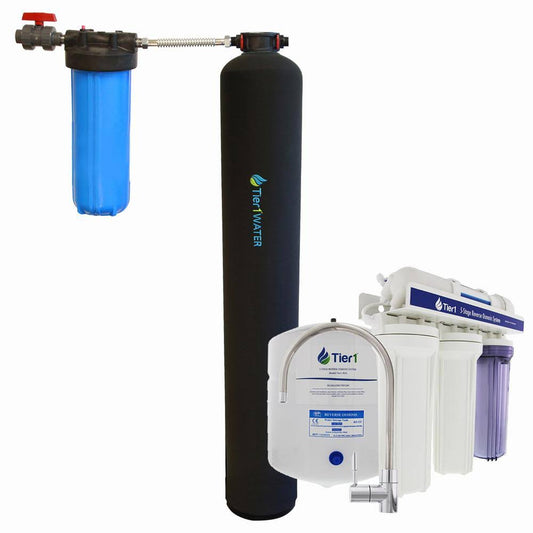 Tier1 Essential Certified Series Whole Home Water Filtration System for Chlorine Reduction Under Sink RO System 3-6 Bathrooms, Black