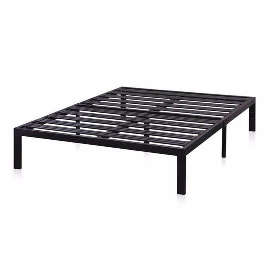 Crown Comfort Full Size Heavy Duty Bed Frame Steel Slat Platform Series Titan E - Black