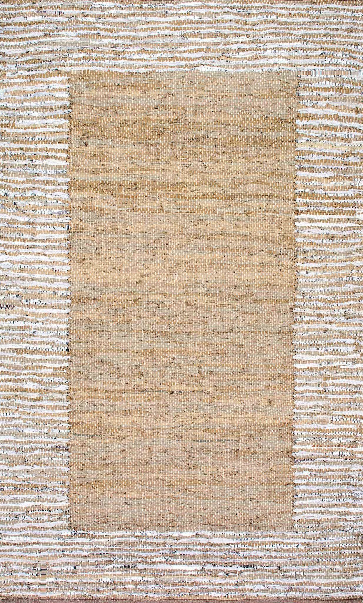 nuLOOM Handwoven Solid Striped Border Neta Rug Beige