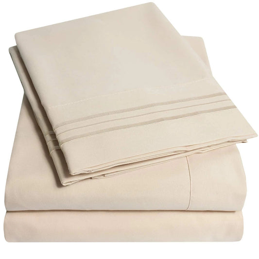 Embroidered 4-Piece Bed Sheet Set (California King - Ivory)