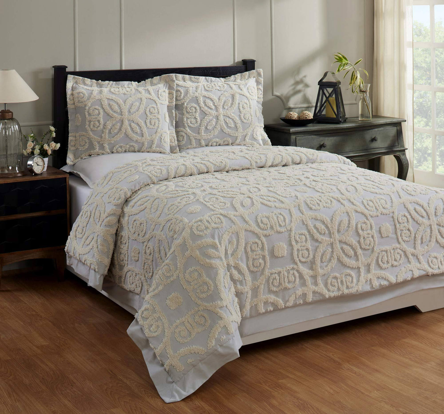 Better Trends Eden Cotton Comforter Set, Grey, Full/Queen