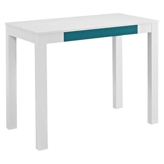 Parsons Desk with Drawer, White/Teal