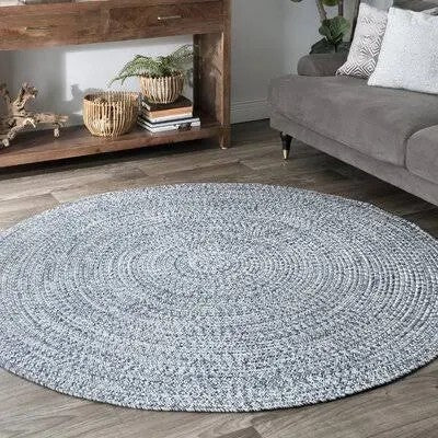 Braided Handmade Braided Blue Area Rug Wade Logan Rug Size: Round 5