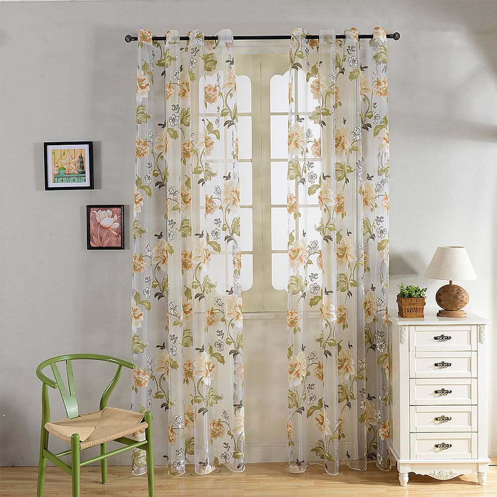 Dolce Mela DMC491 Palm Springs Sheer Curtain Panel - Multicolor