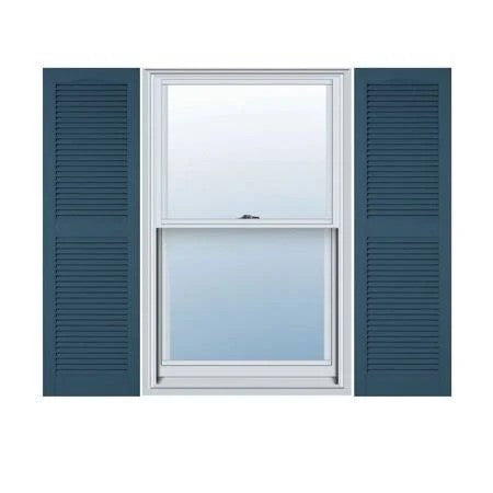 14 1/2 inchw x 52 inchh Mid-America Vinyl, Standard Size Cathedral Top Center Mullion, Open Louver SHUTTER, w/Installation Shutt