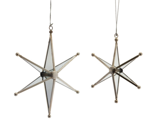 Star Ornament (Set of 4) 5.5H, 7.25H Glass