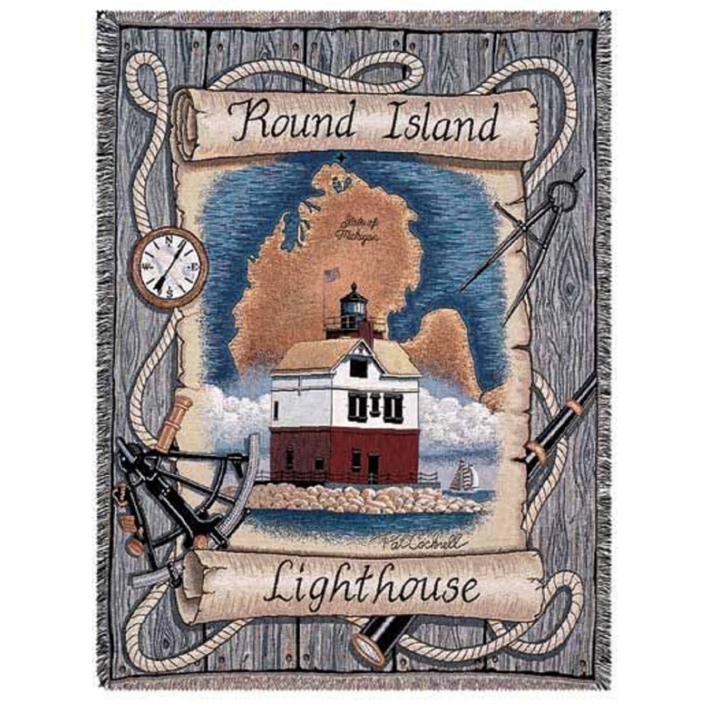 Simply Home Round Island Mackinack Straights Michigan Tapestry Throw Blanket 50 x 60 7379869