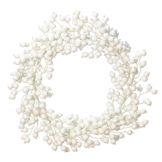 Vickerman L183122 22 in. White Flock Berry Outdoor Wreath