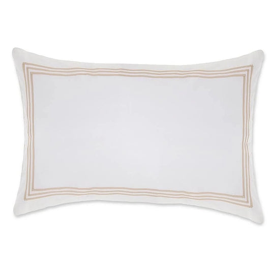 Wamsutta Hotel Triple Baratta Stitch Standard Pillow Sham in White/Taupe