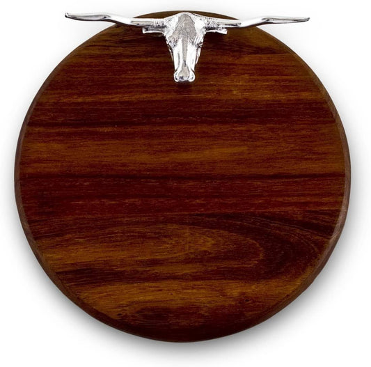 Beatriz Ball Western Longhorn 12 Round Cutting Board, Metallic