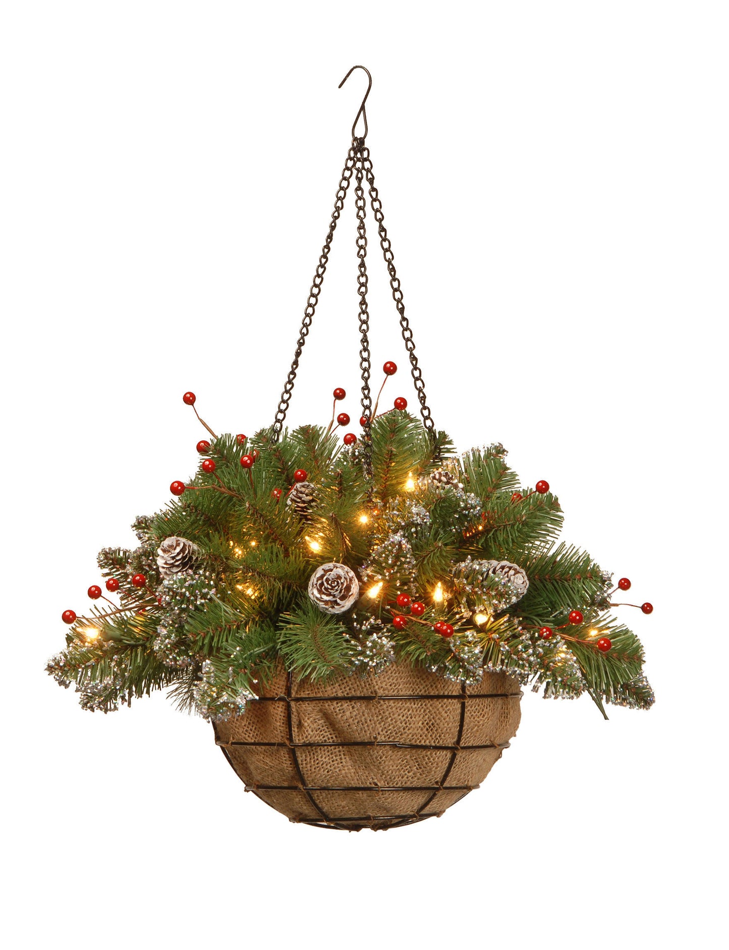 National Tree 20 Glittery Mountain Spruce Hanging Basket