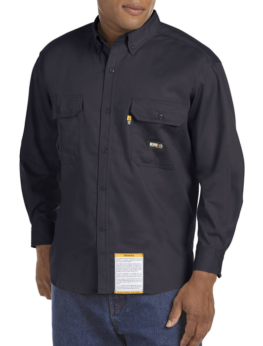 Berne Frsh10 Mens Flame-Resistant Button-Down Work Shirt - Navy - L