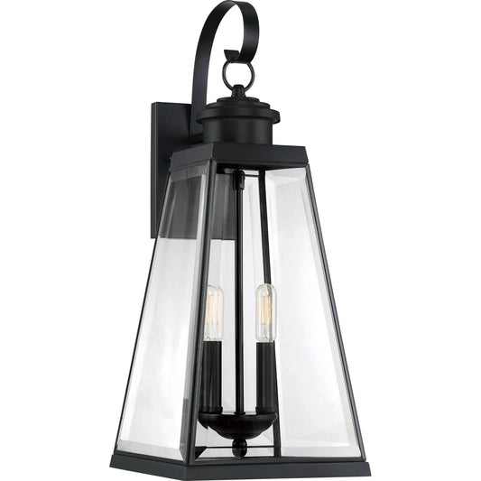 Quoizel Paxton Matte Black 2-Light Outdoor Wall Lantern.