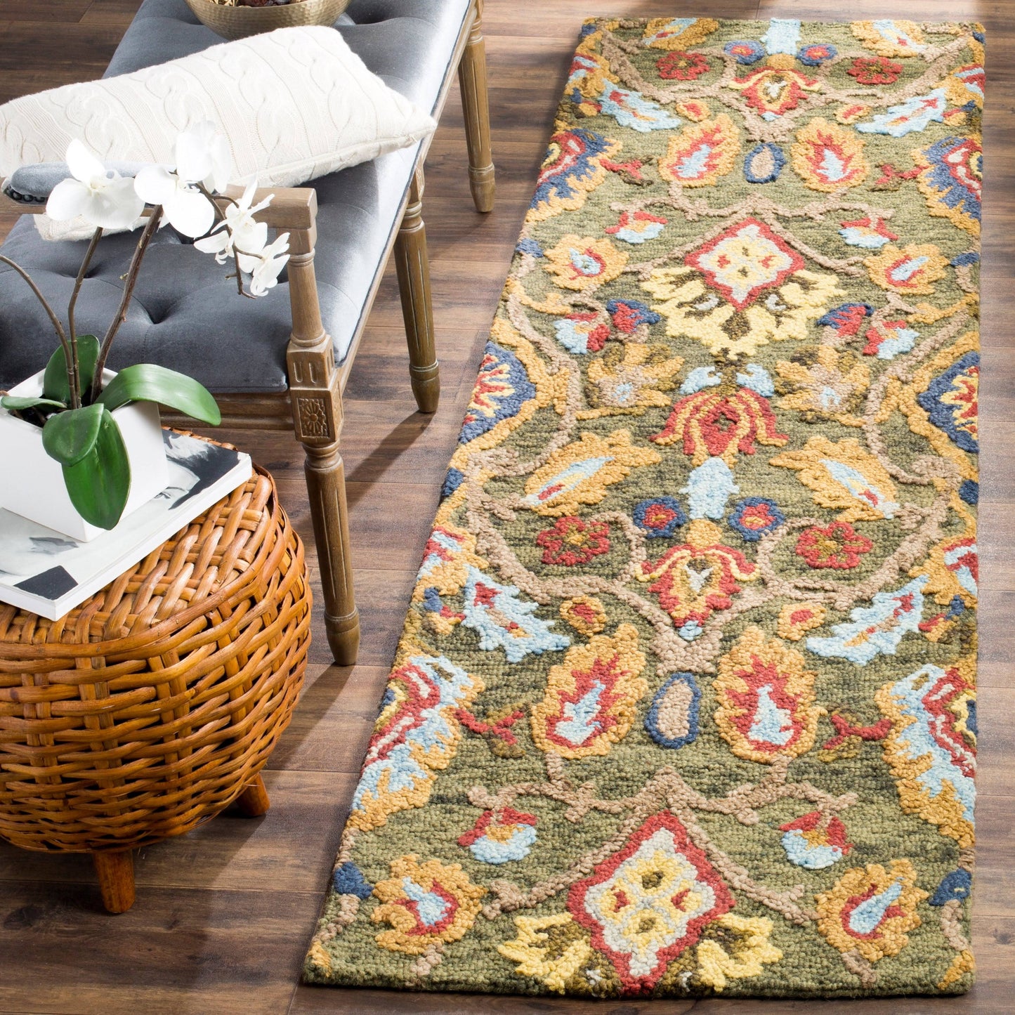 Safavieh Blossom Green/Multi 2 ft. x 14 ft. Runner Rug