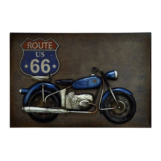 Benzara Appealing Route 66 Motorcycle Metal Wall Decor