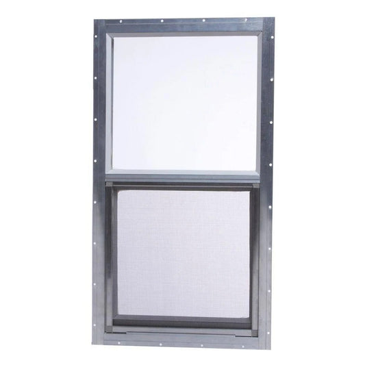 Single Hung Window 14 in. x 27 in. Mobile Home Insect Screen Aluminum Gray