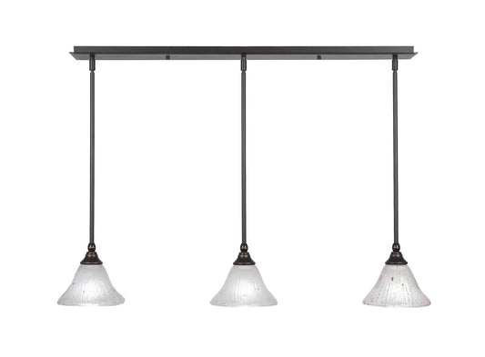 Toltec Lighting-36-DG-751-Any - Three Light Mini Pendant Dark Granite Finish with Frosted Crystal Glass