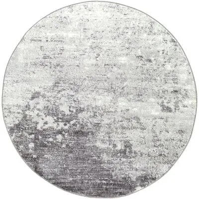 Heimskringla Abstract Silver Gray/Charcoal Area Rug 17 Stories Rug Size: Round 53